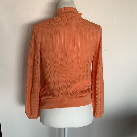 J CREW POINTELLE RUFFLE MOCK NECK SWEATER - Picture 5 of 7